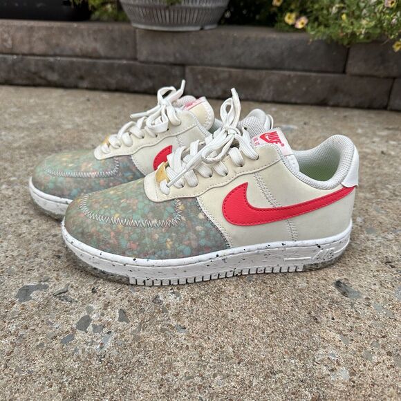 Nike Air Force 1 Crater Shoes Womens Size 6.5 CT1986 101 Summit‎ White Red - Picture 1 of 11